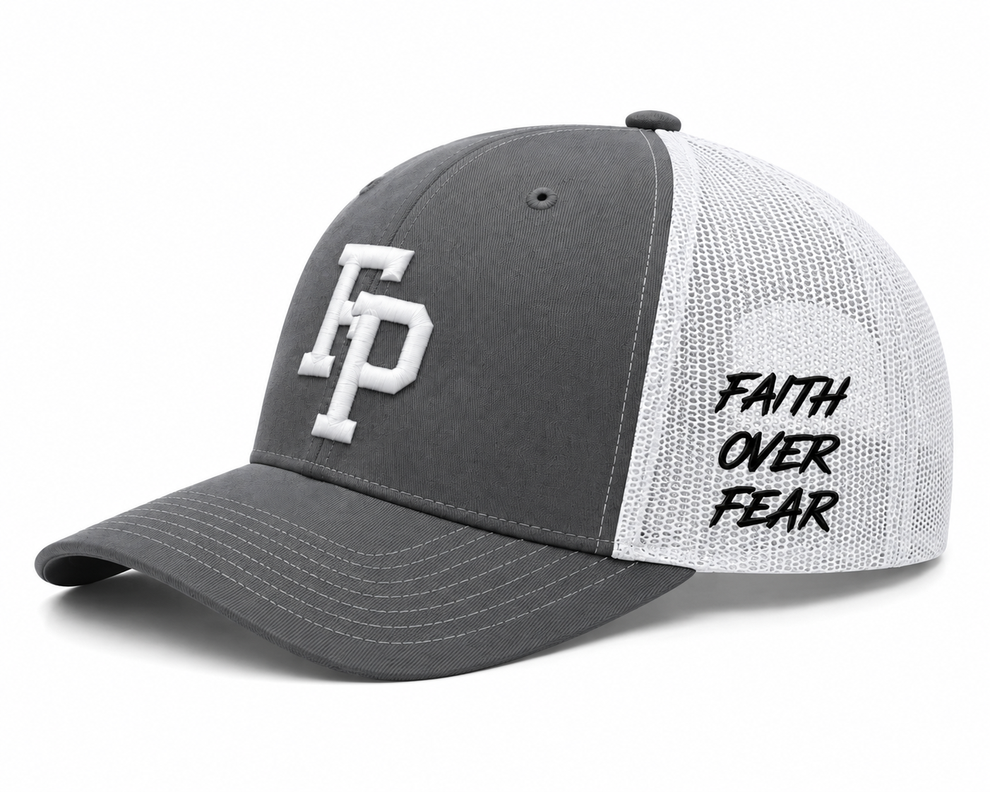 Grey Faith Over Fear Trucker - foreverprosperuk